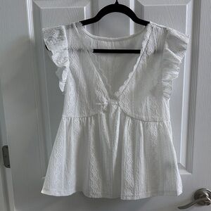 ❤️SHEIN White Ruffle Lace Blouse